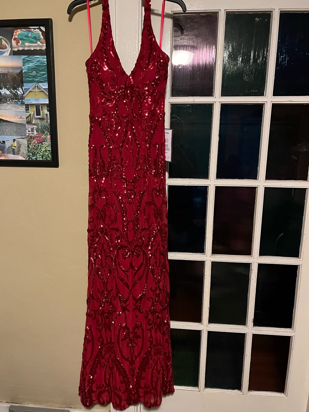 Elegant Red Sequin Evening Gown